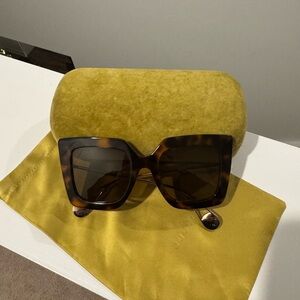 Gucci Brown Tortoise Sunglasses with Yellow Case